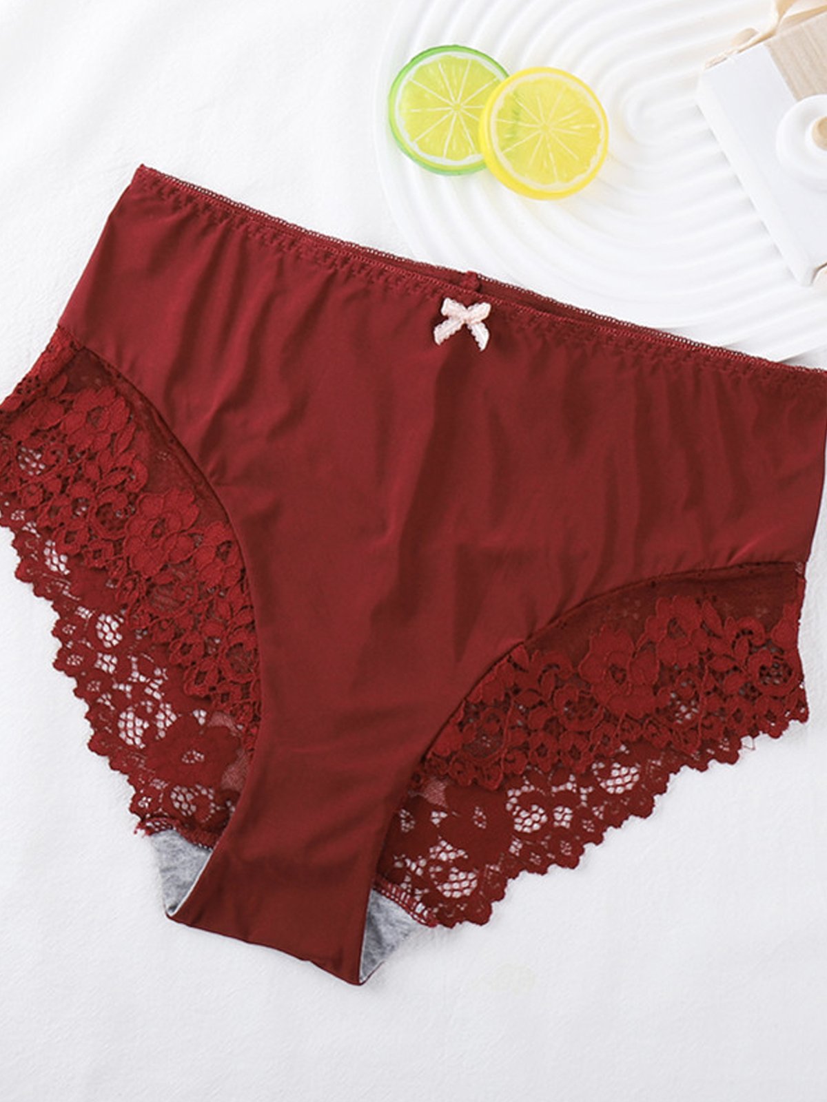 Plain Casual Cotton Lace Panty