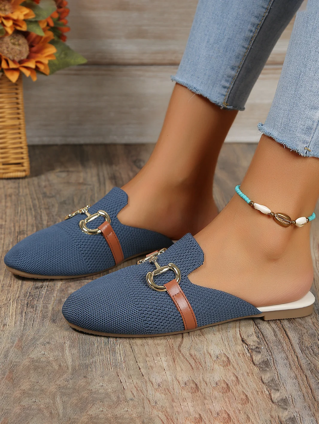 Casual Plain Slip On Flat Heel Mules