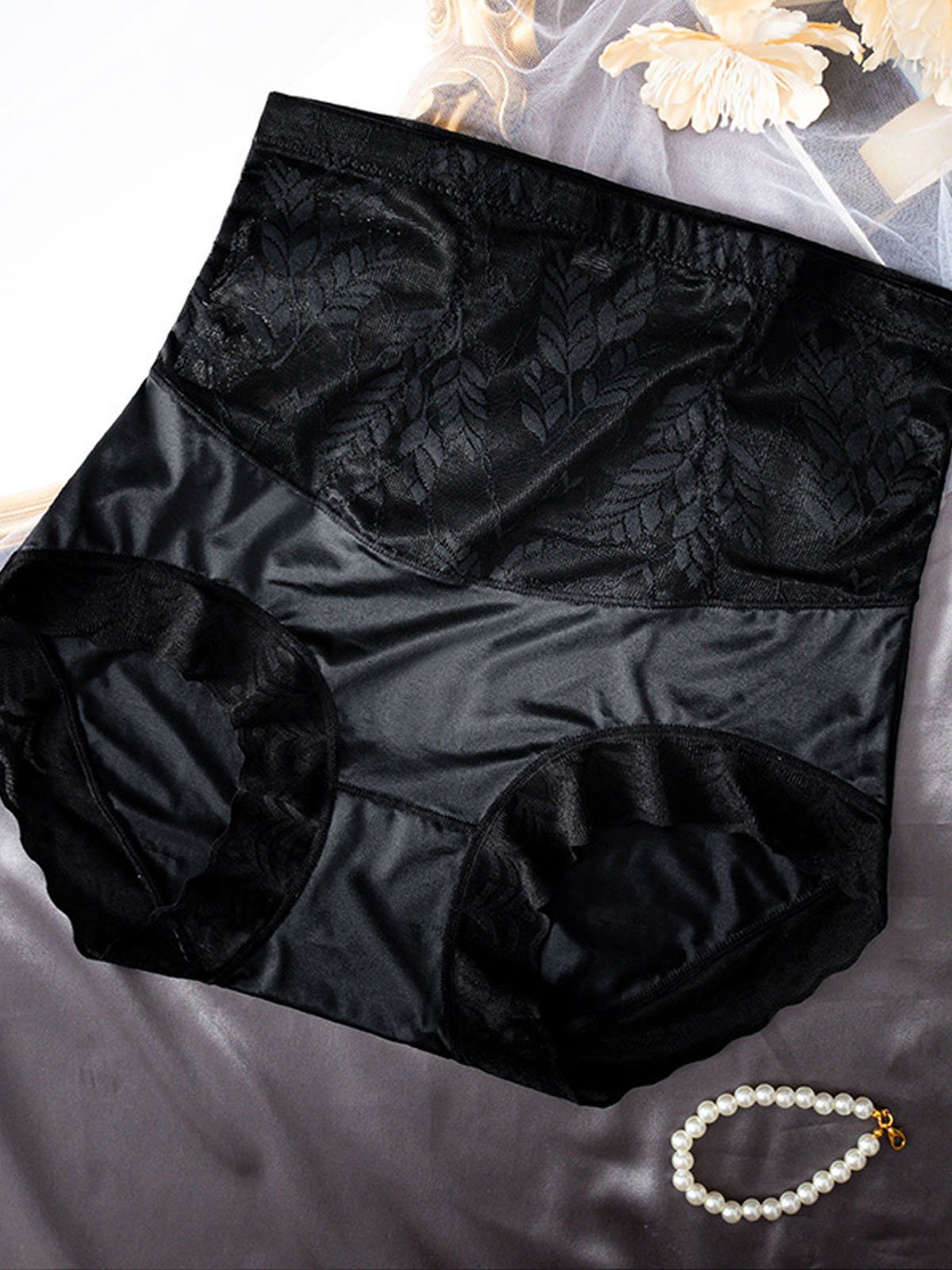 Satin Seamless High Waisted lace Underwear