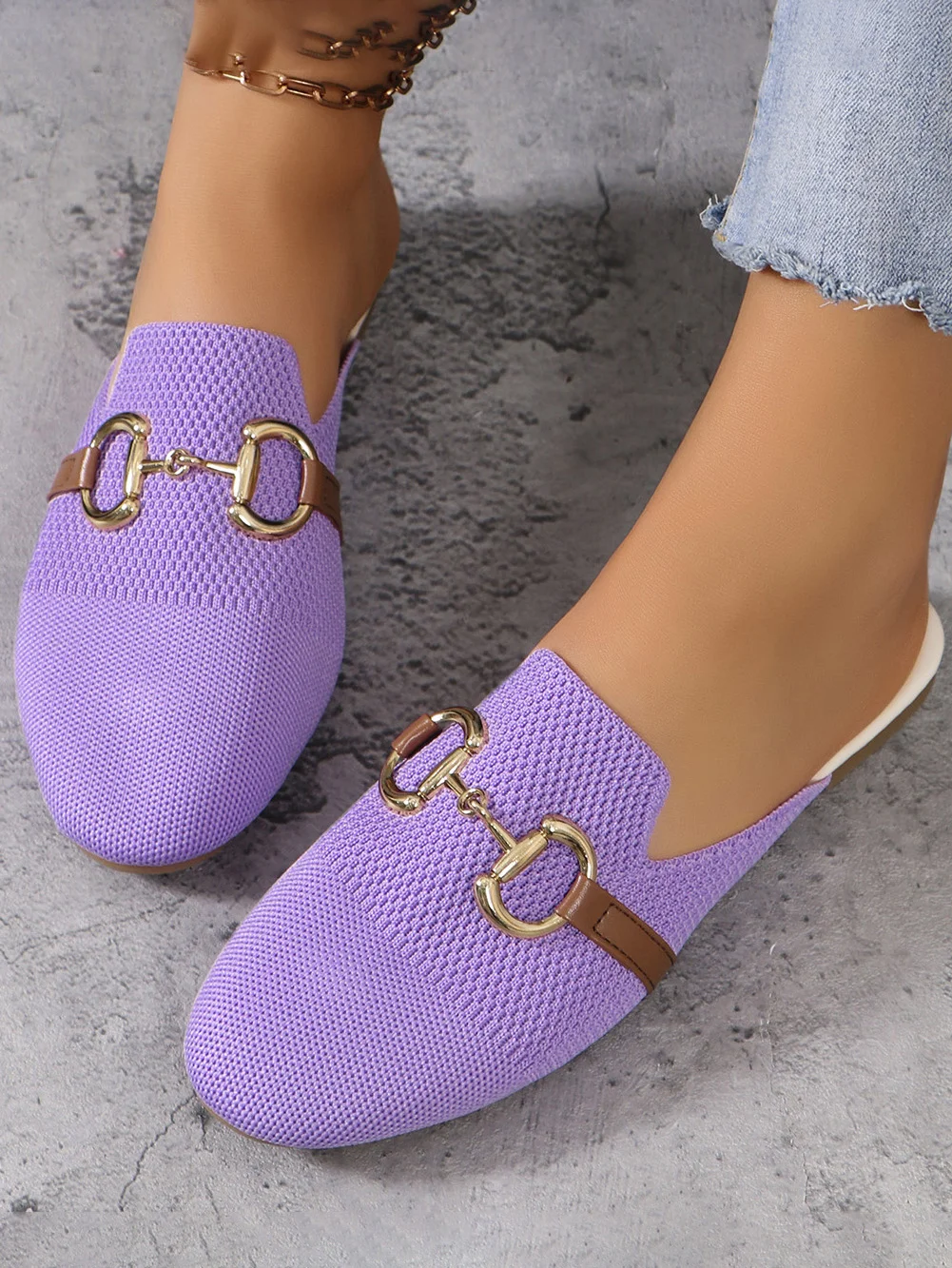 Casual Plain Slip On Flat Heel Mules