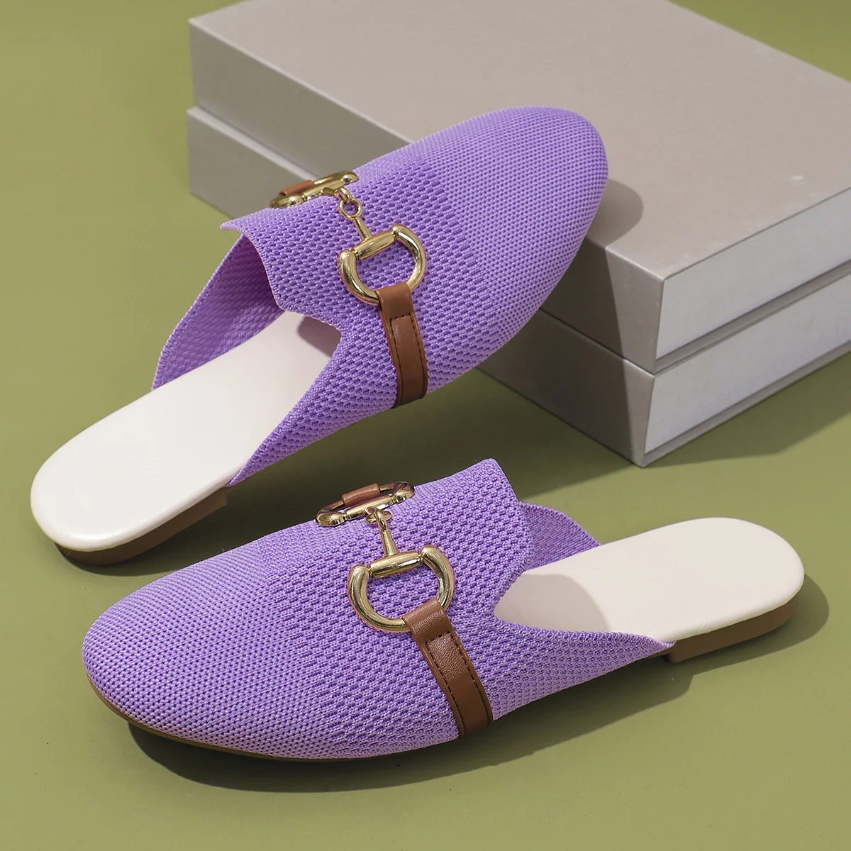 Casual Plain Slip On Flat Heel Mules