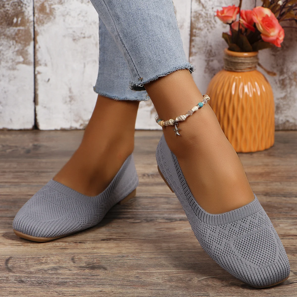 Casual Plain Slip On Flat Heel Shallow Shoes