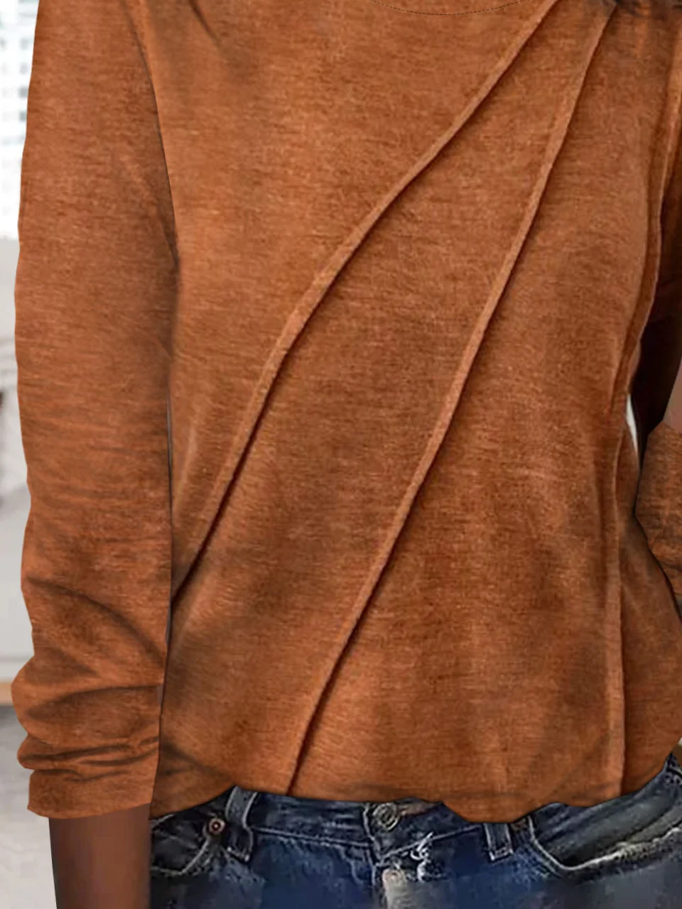 Casual Plain Crew Neck Long Sleeve T-shirt