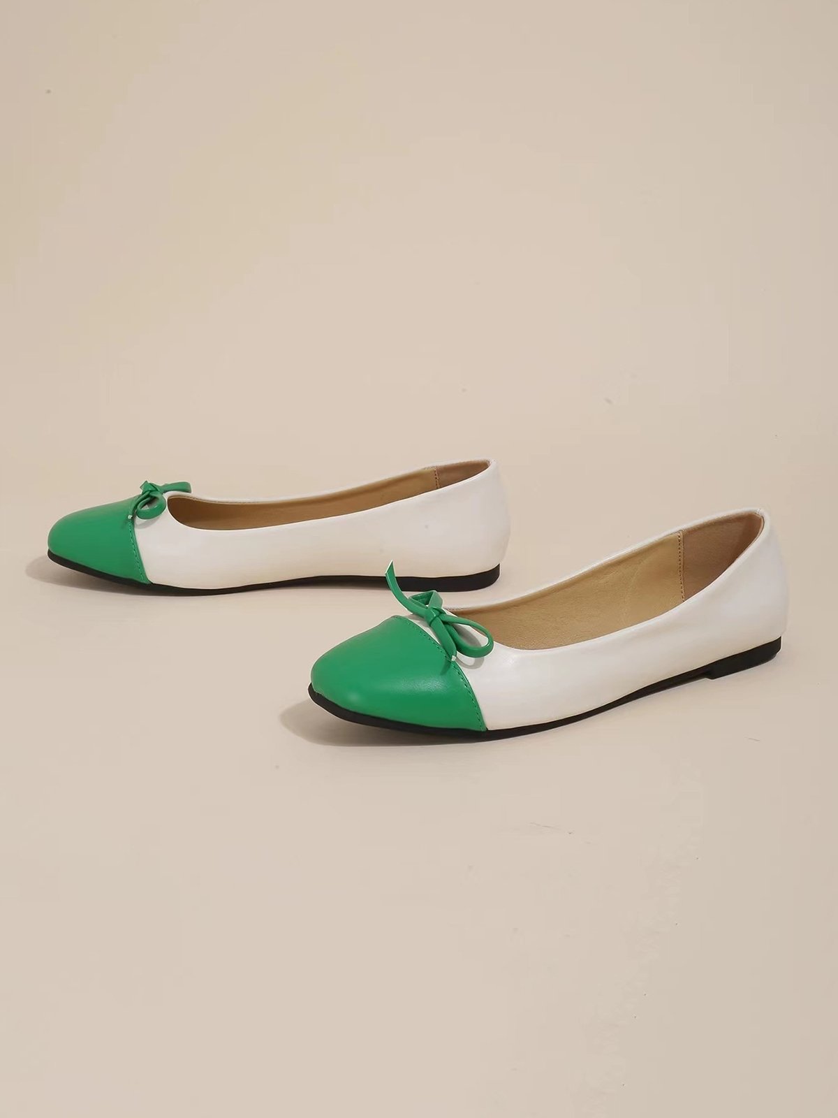 Urban Color Block Non-Slip Slip On Flat Heel Shallow Shoes Bow