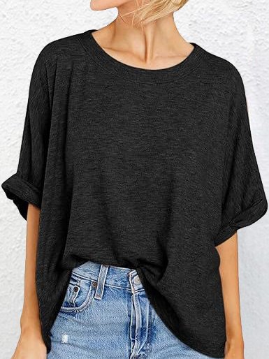 Casual Plain Crew Neck Half Sleeve T-shirt