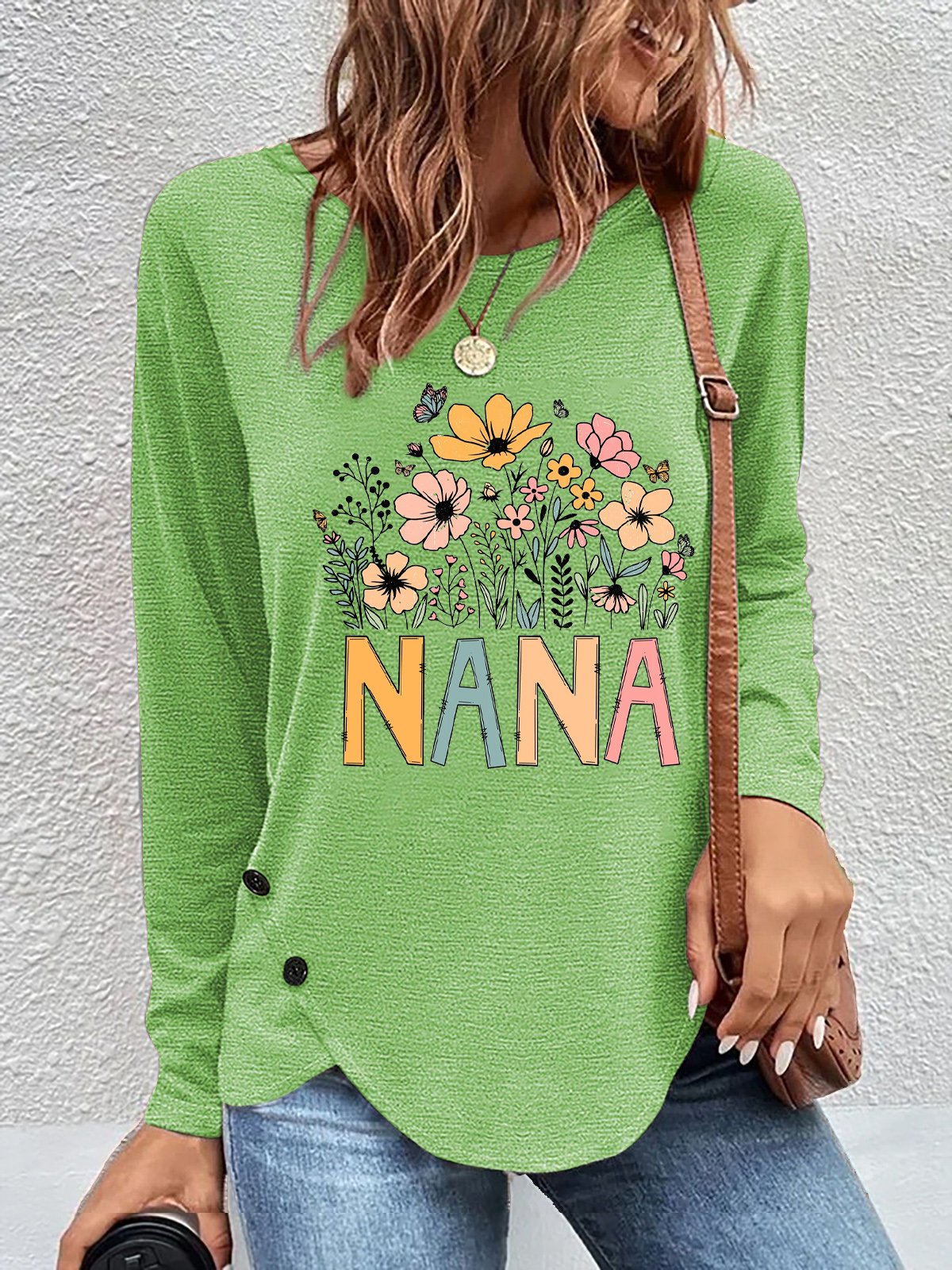 Casual Floral Crew Neck Long Sleeve T-shirt