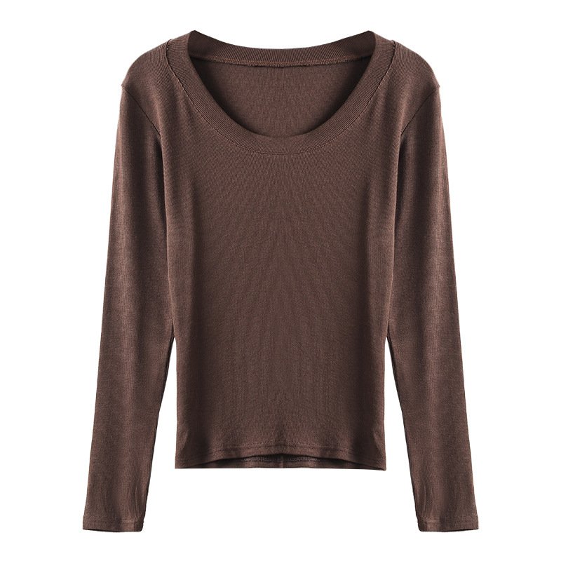 Casual Soft Comfy Plain Crew Neck Long Sleeve T-shirt