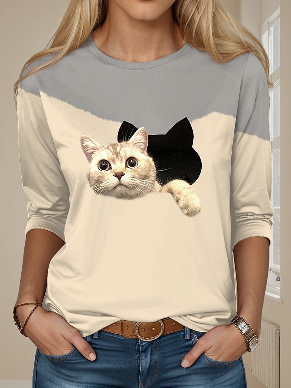 Casual Animal V Neck Short Sleeve T-shirt