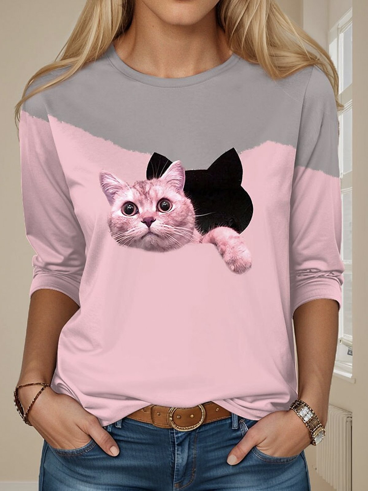 Casual Animal V Neck Short Sleeve T-shirt