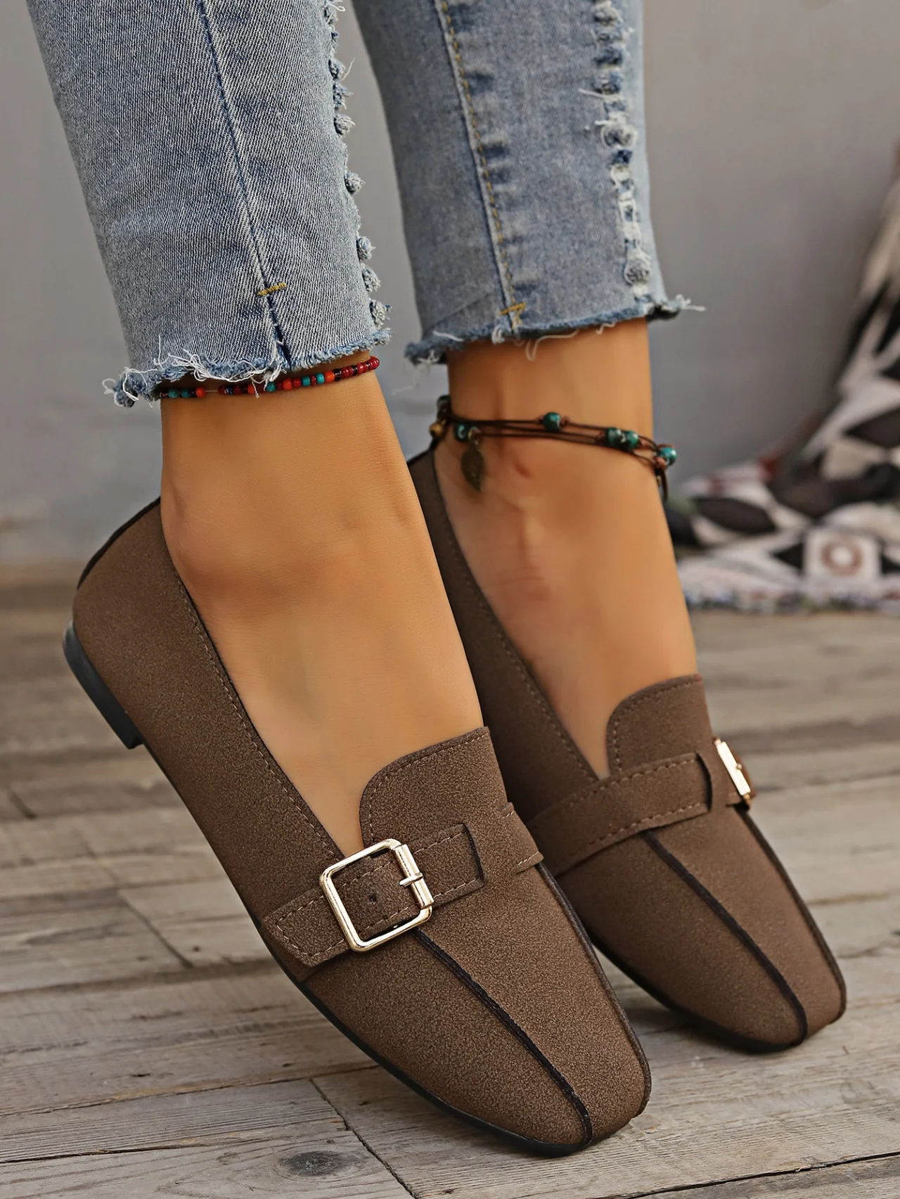 Casual Plain Slip On Flat Heel Shallow Shoes