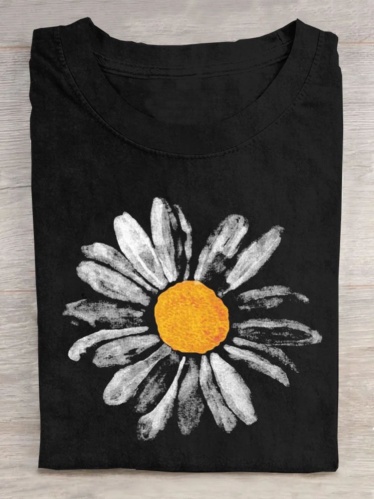 Casual Floral Crew Neck Short Sleeve T-shirt