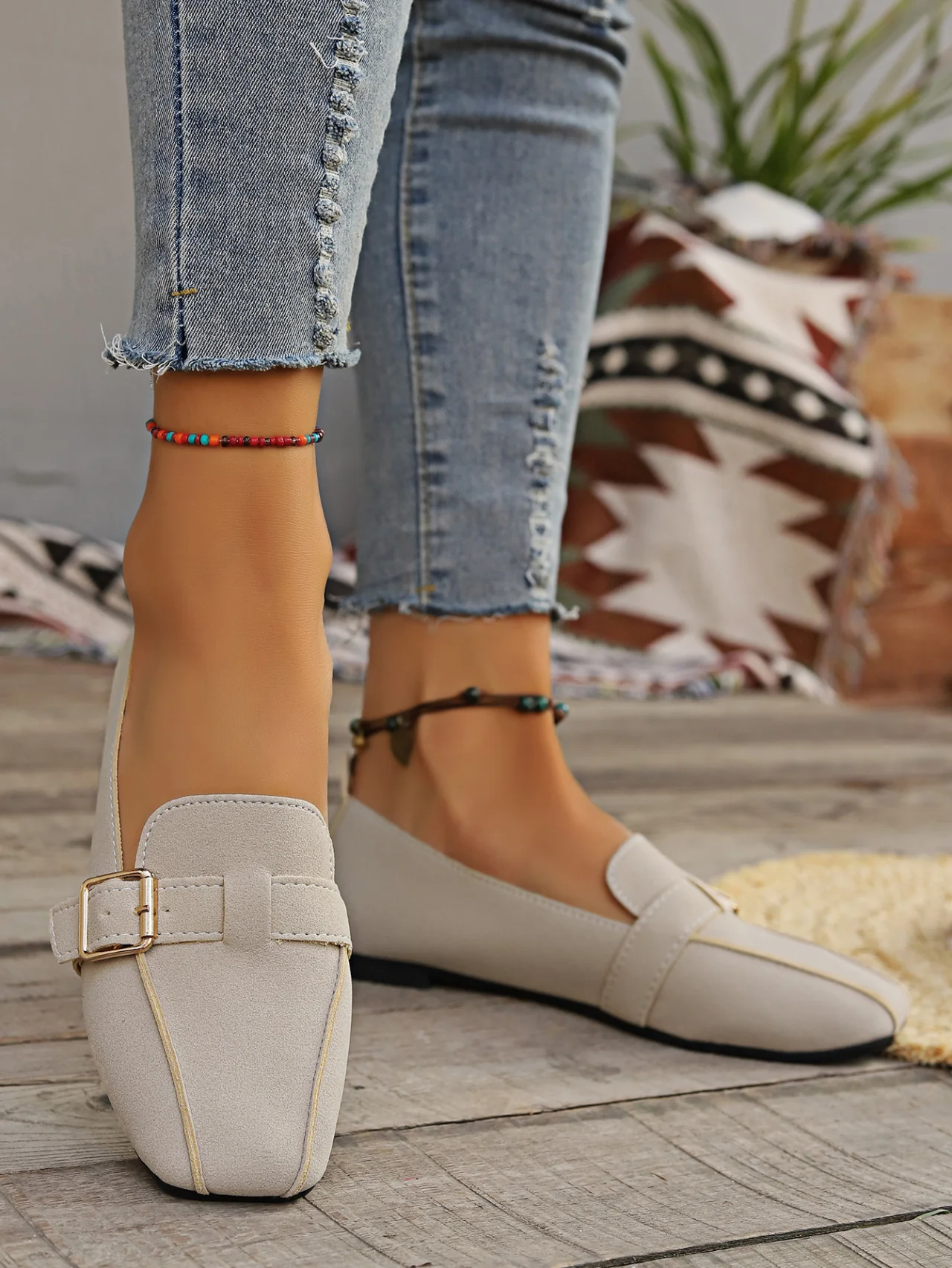 Casual Plain Slip On Flat Heel Shallow Shoes