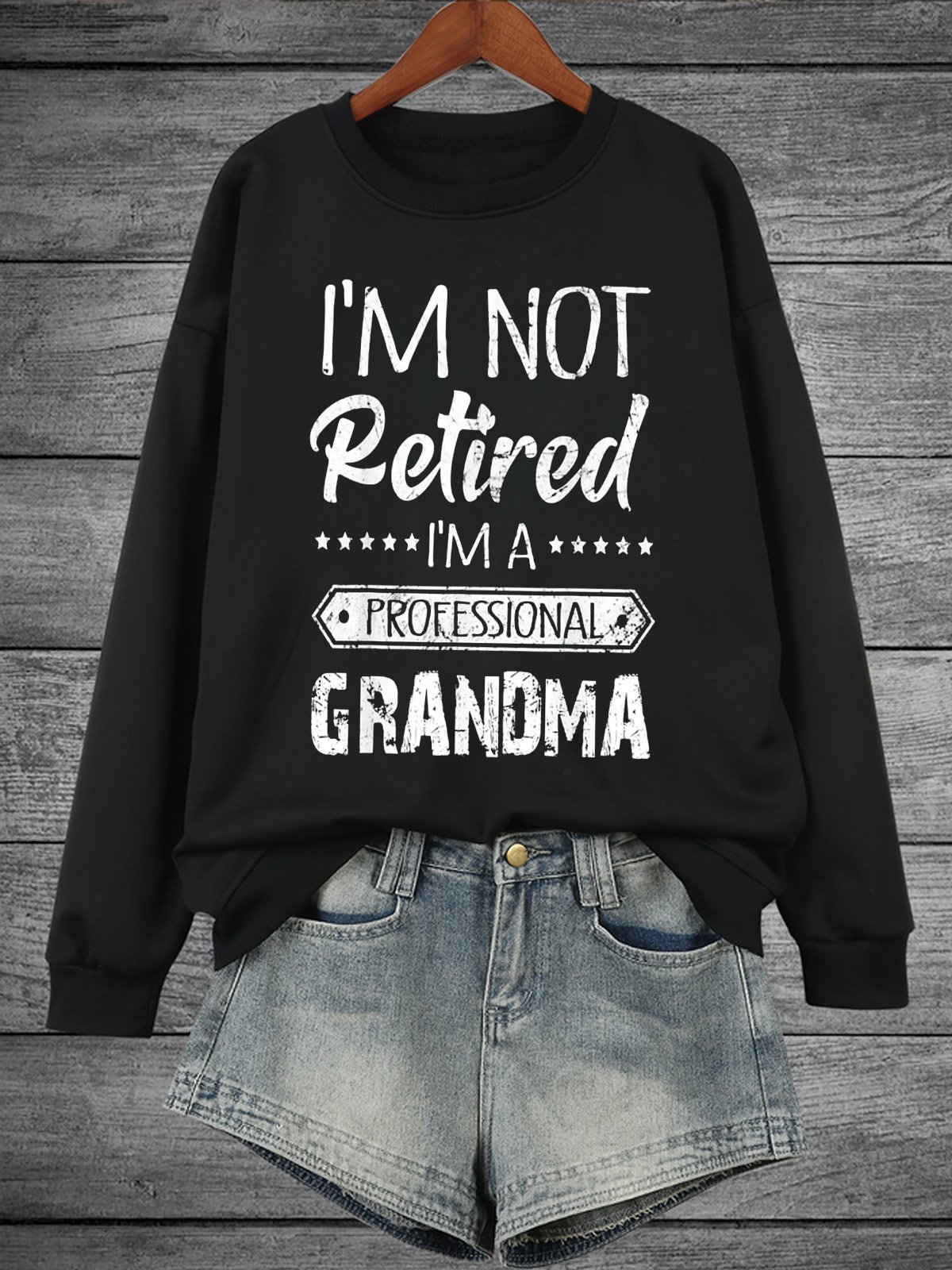 Casual Crew Neck Text Letters Sweatshirt