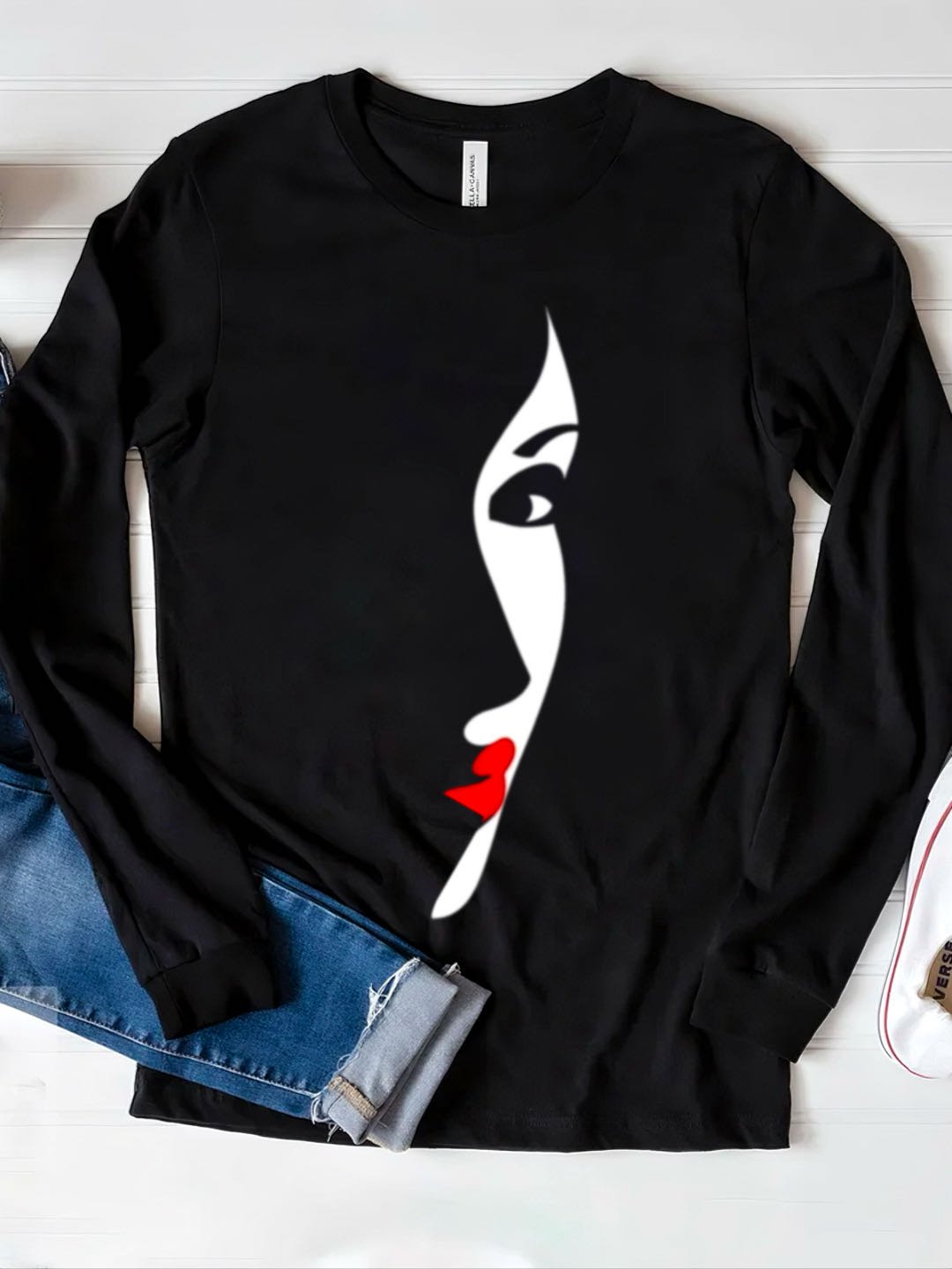 Casual Figure Crew Neck Long Sleeve T-shirt