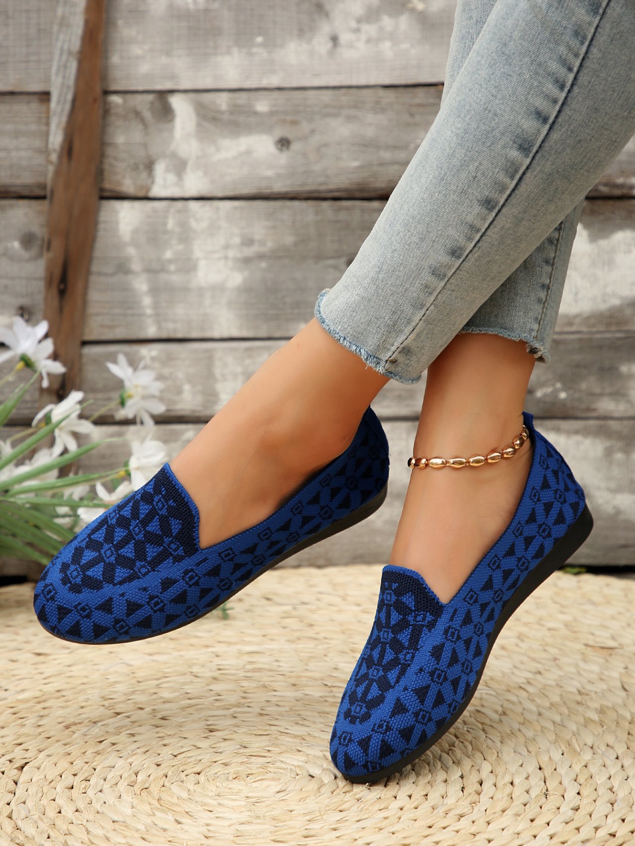 Casual Ethnic Slip On Flat Heel Shallow Shoes