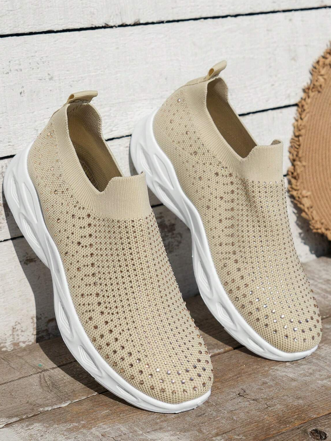 Casual Plain Lace-Up Flat Heel Slip On Hot Drilling