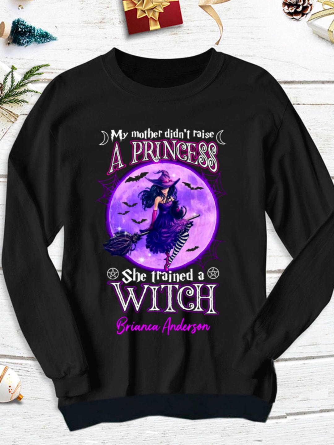 Halloween Casual Witch Print Crew Neck Text Letters Sweatshirt