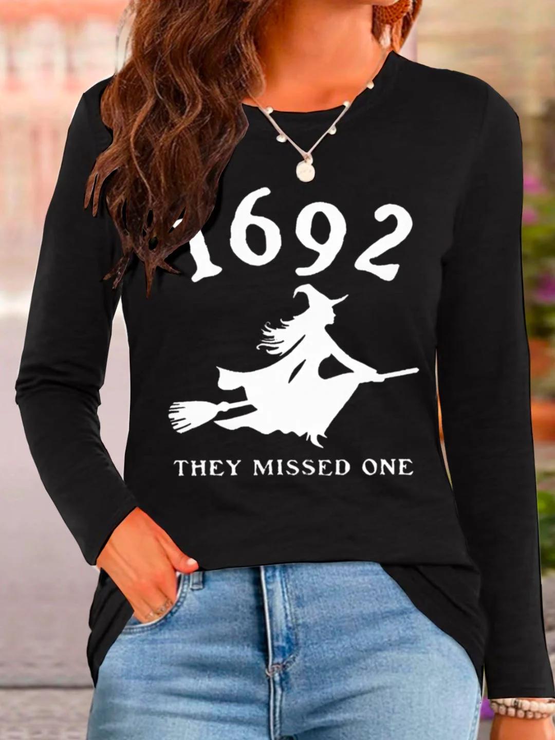 Casual Text Letters Crew Neck Long Sleeve T-shirt