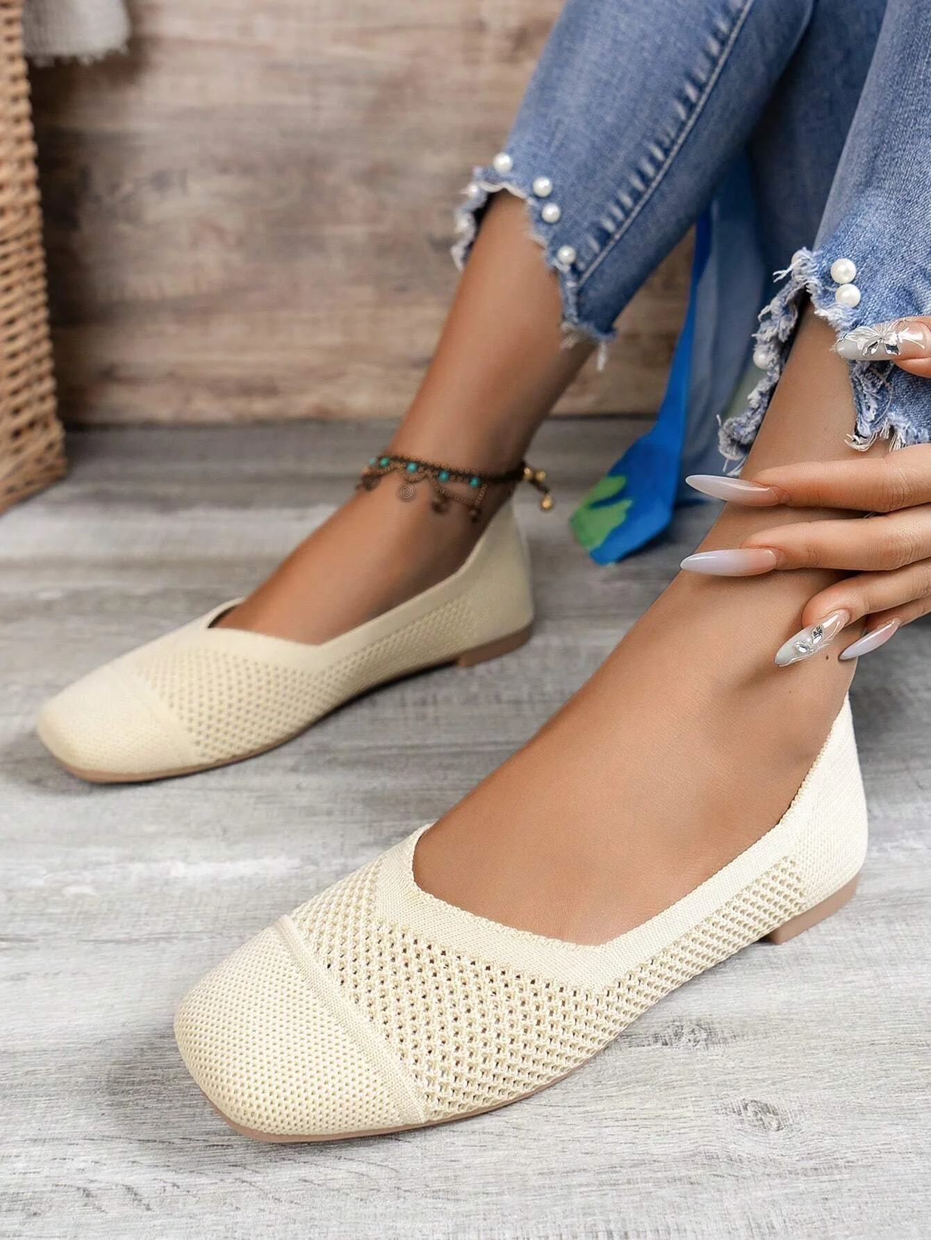 Casual Ethnic Slip On Flat Heel Shallow Shoes