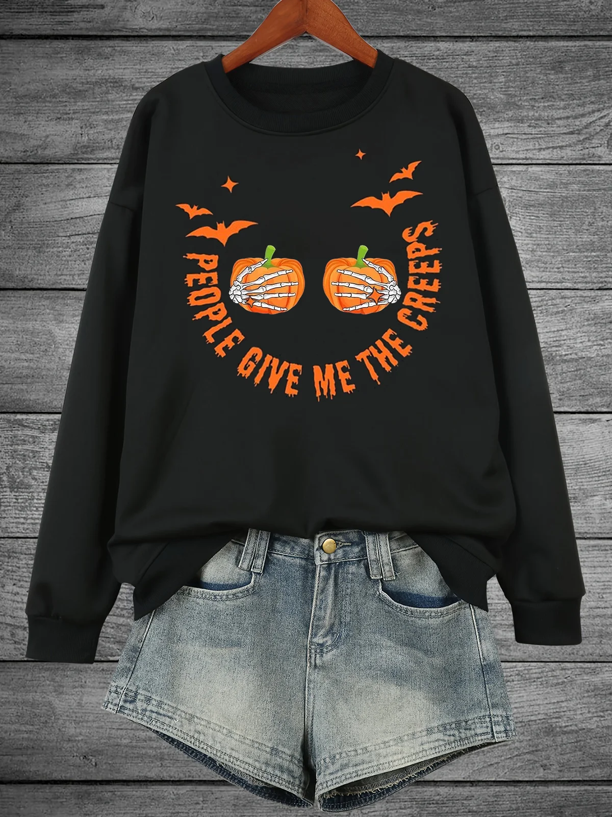 Casual Crew Neck Text Letters Sweatshirt