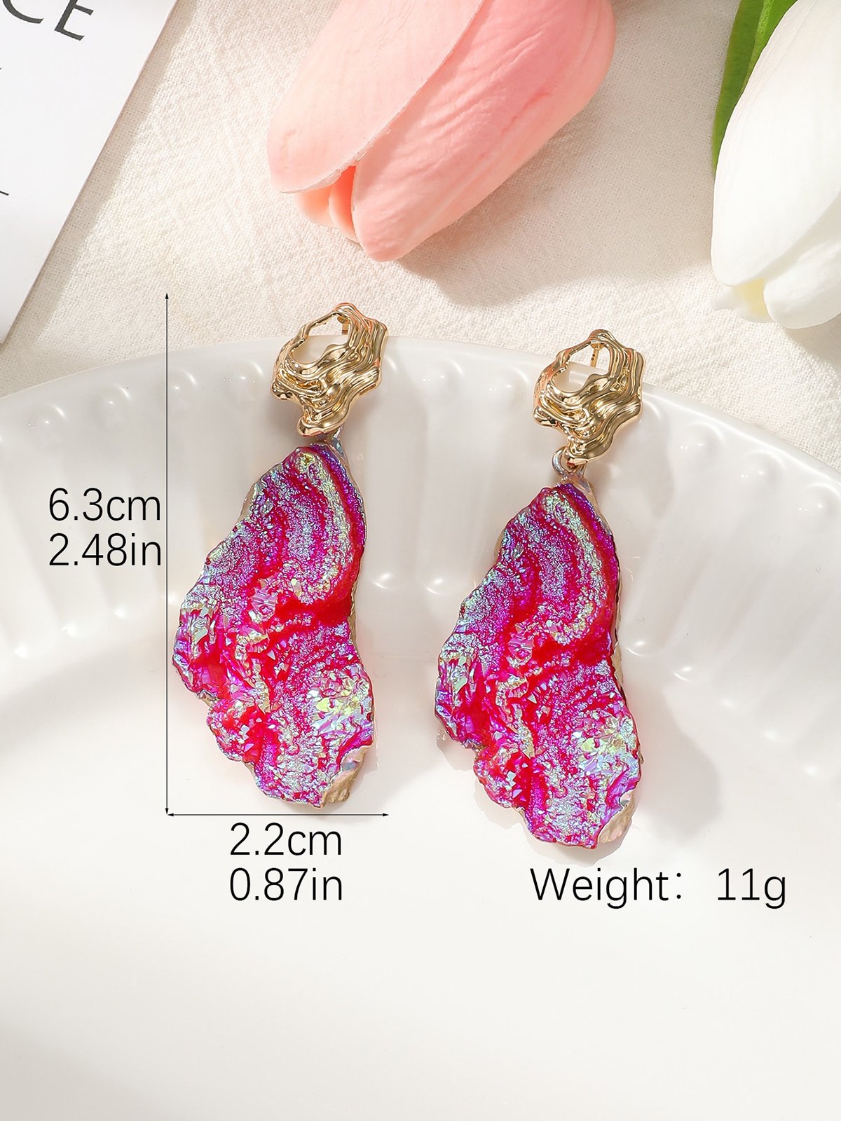 1pair Vintage Irregular Texture Hollow Out Dangle Earrings