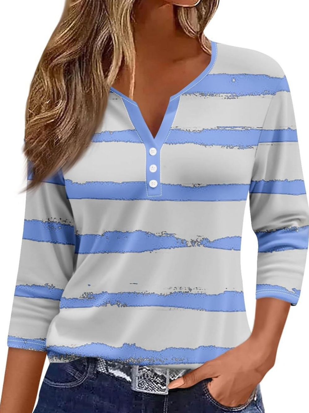 Casual Crew Neck Striped Sweatshirt