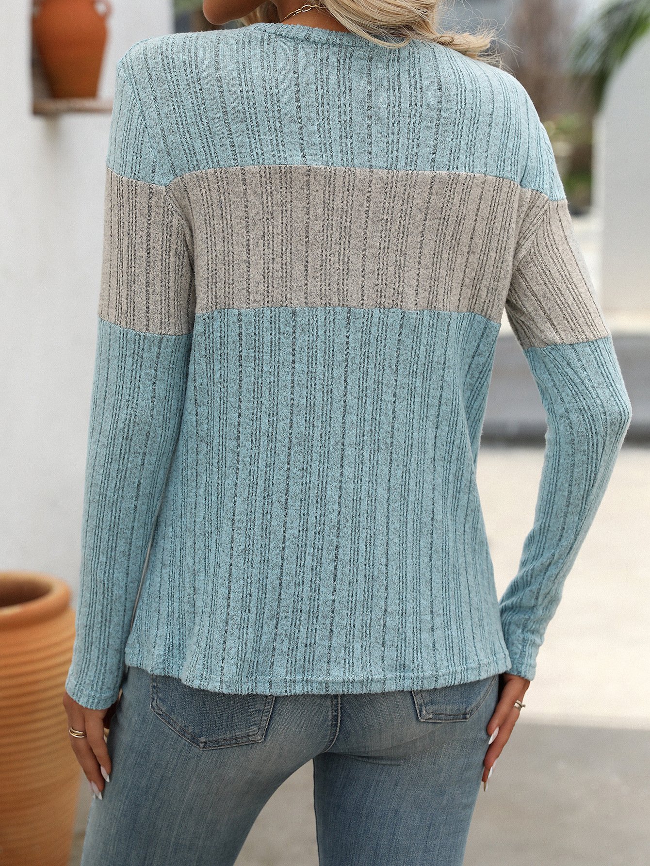 Casual Plain Crew Neck Long Sleeve T-shirt