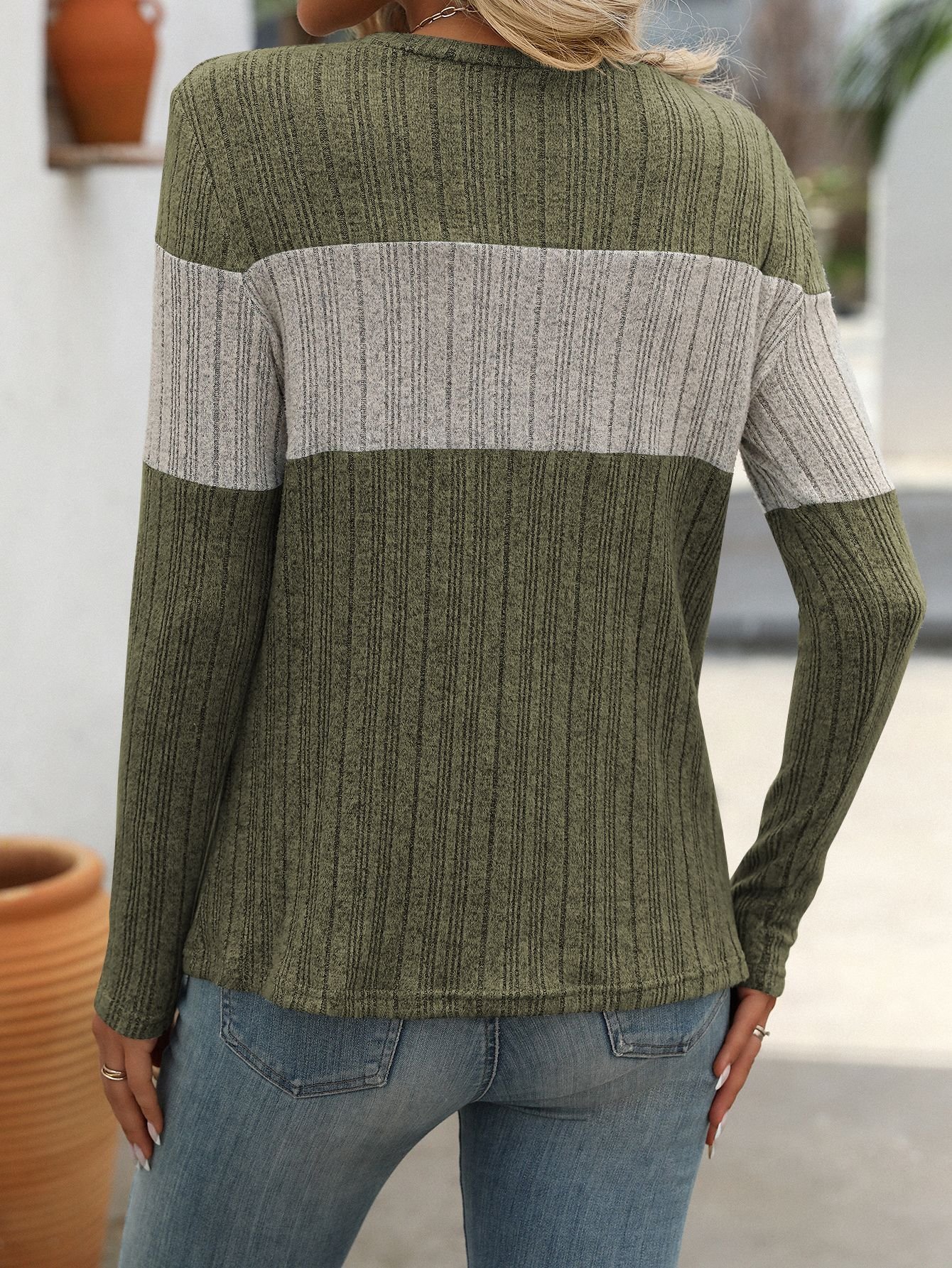 Casual Plain Crew Neck Long Sleeve T-shirt