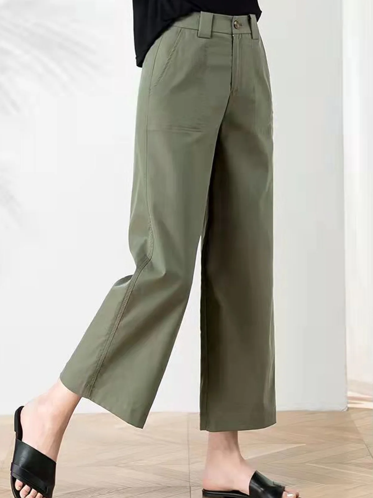 Women Casual Cotton Plain Loose Long Pants