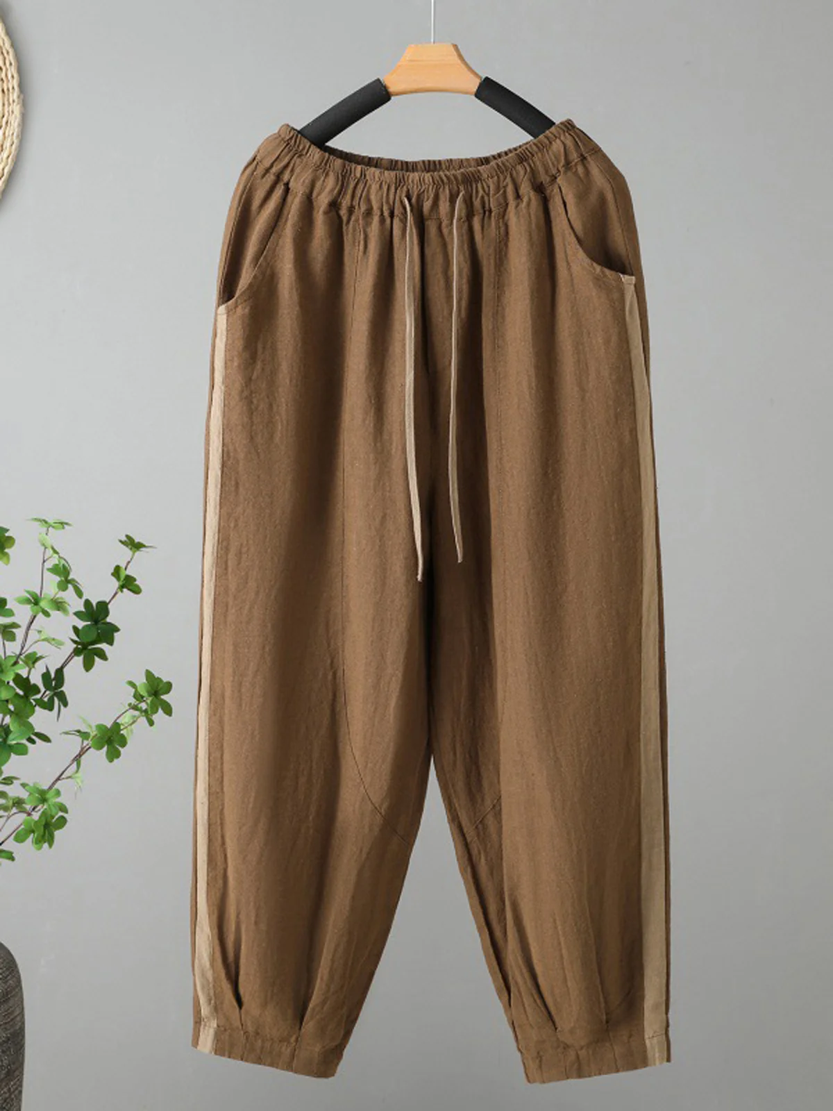 Women Comfy Plain Cotton Loose Long Pants