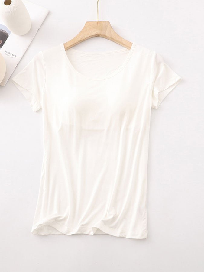 Cozy Built-in Bra Padded Push-Up Stretchable Modal T-shirt