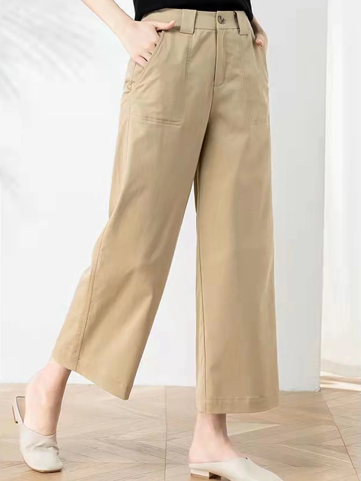 Women Casual Cotton Plain Loose Long Pants