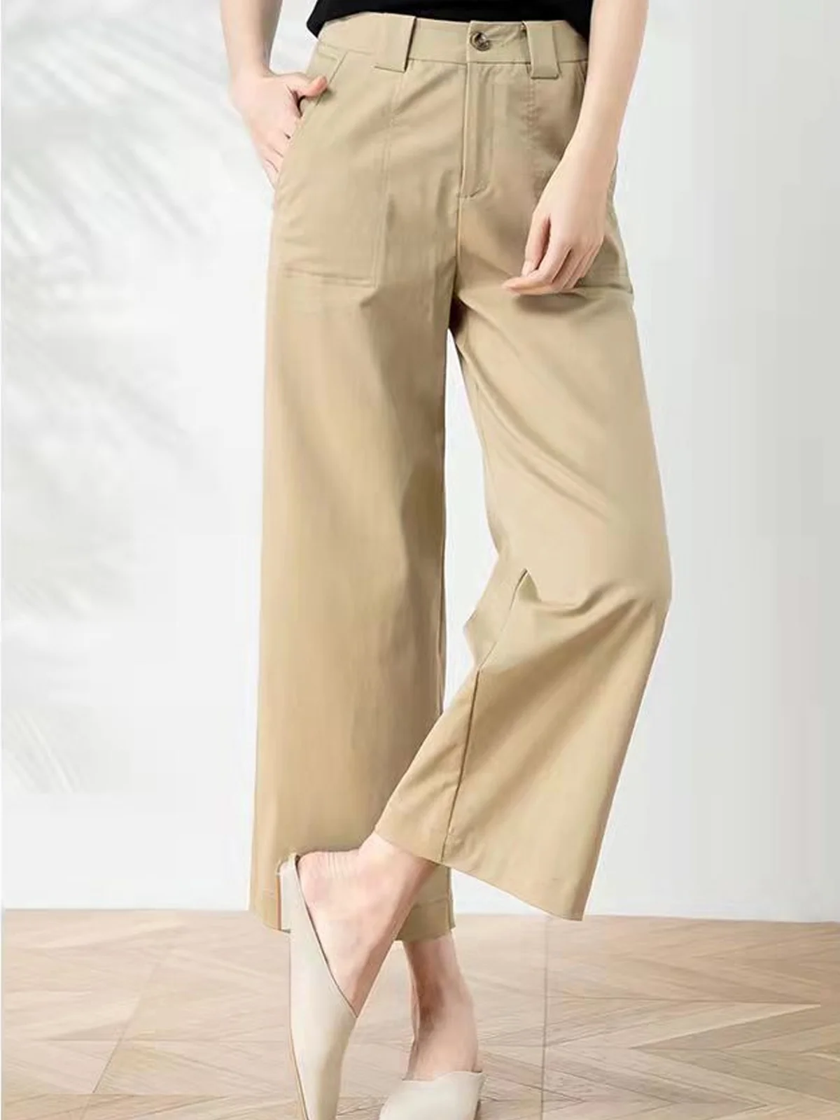 Women Casual Cotton Plain Loose Long Pants