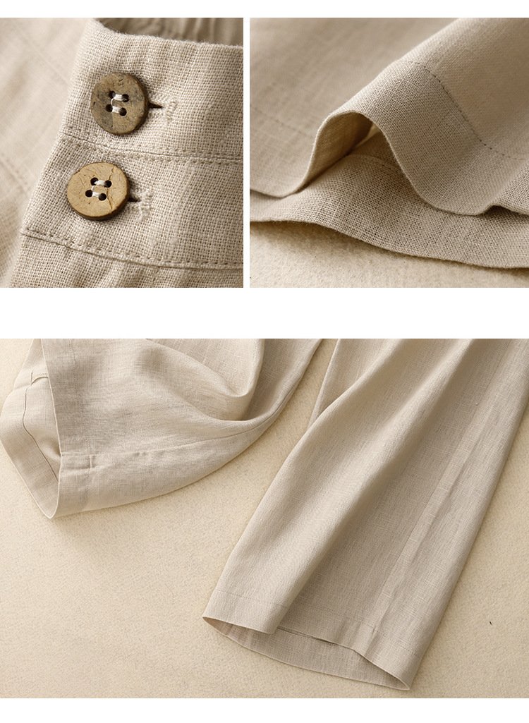 Women Caomfy Plain Cotton Linen Loose Long Pants