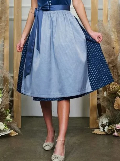 Women Polka Dots Square Neck Short Sleeve Comfy Vintage Bow Midi Dress