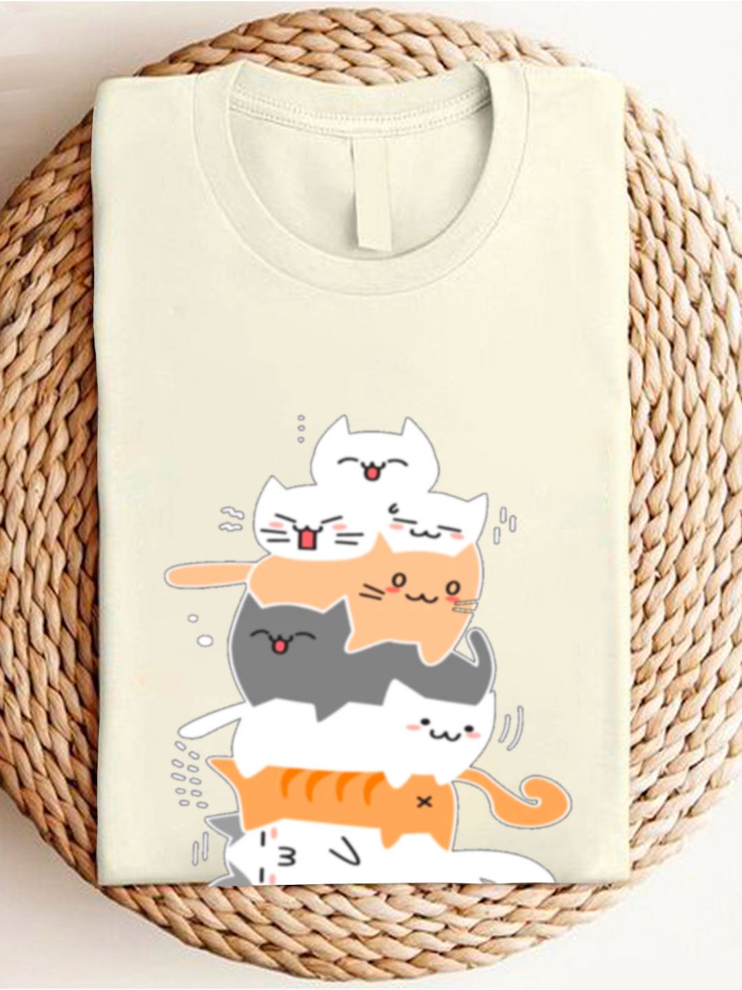 Casual Cat Crew Neck Long Sleeve T-shirt