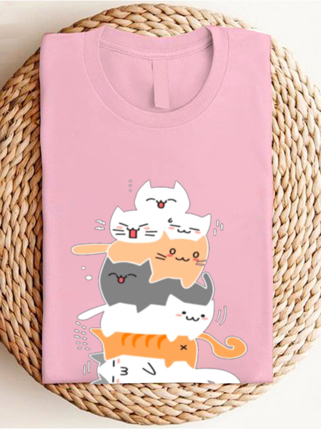 Casual Cat Crew Neck Long Sleeve T-shirt