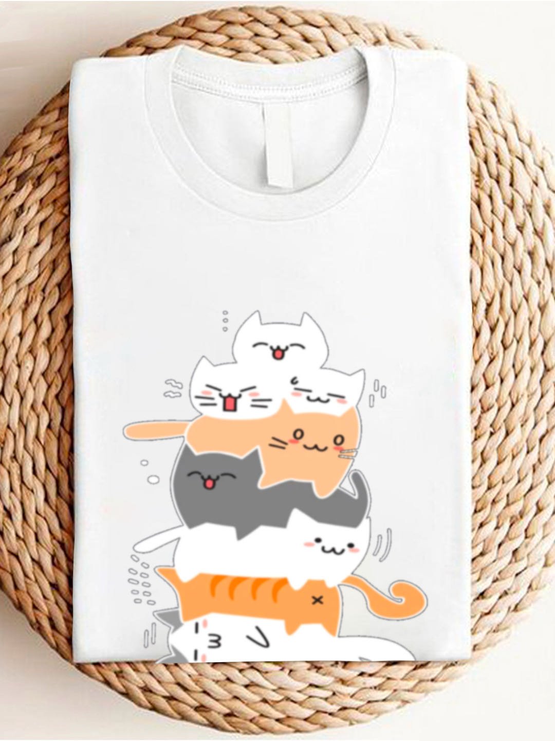 Casual Cat Crew Neck Long Sleeve T-shirt