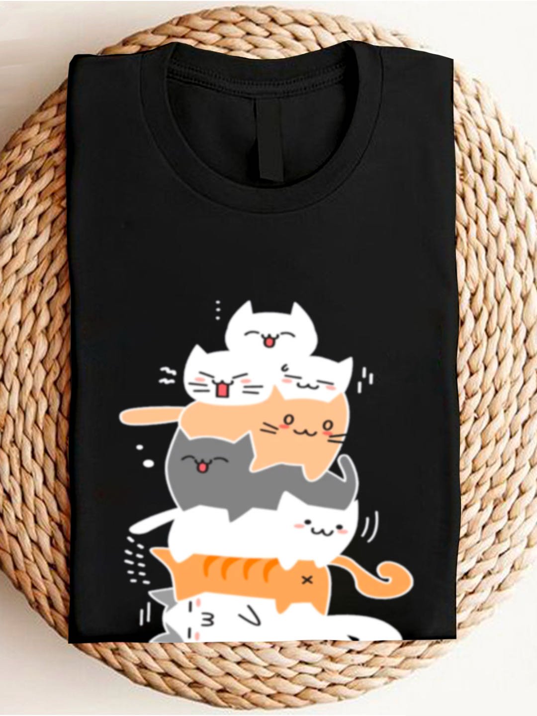 Casual Cat Crew Neck Long Sleeve T-shirt