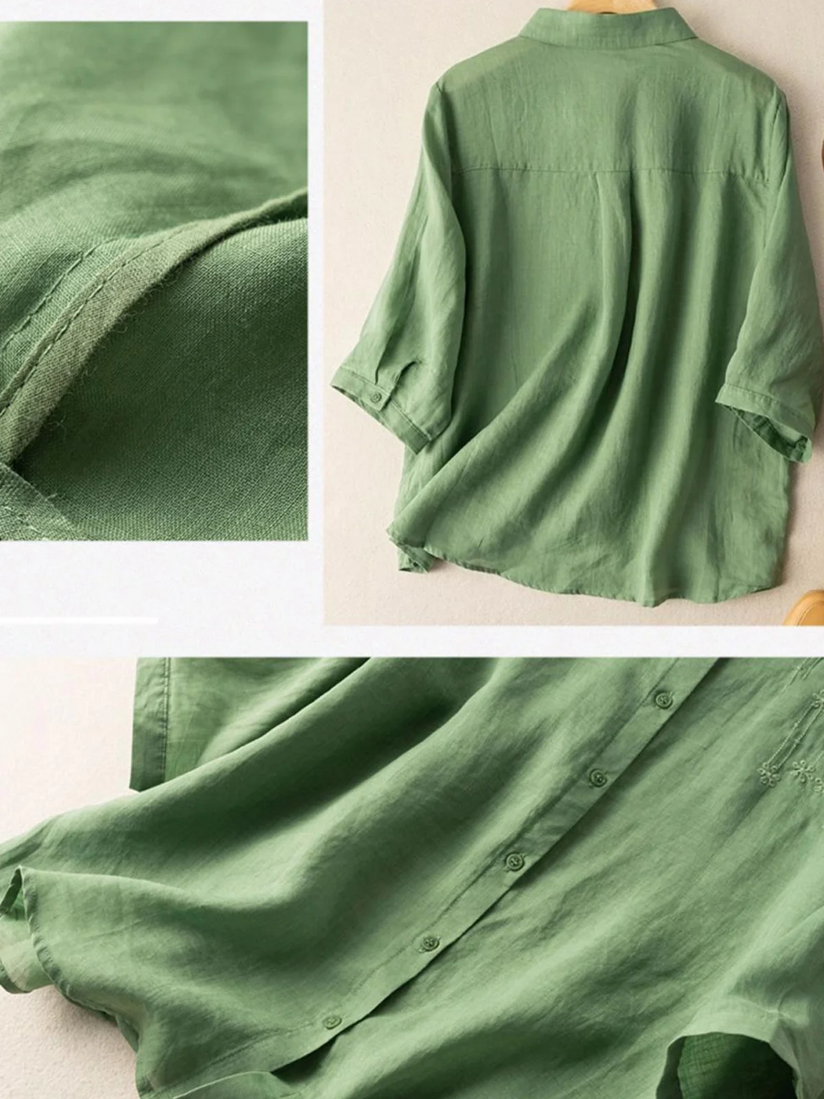 Shirt Collar Long Sleeve Plain Regular Loose Blouse For Women