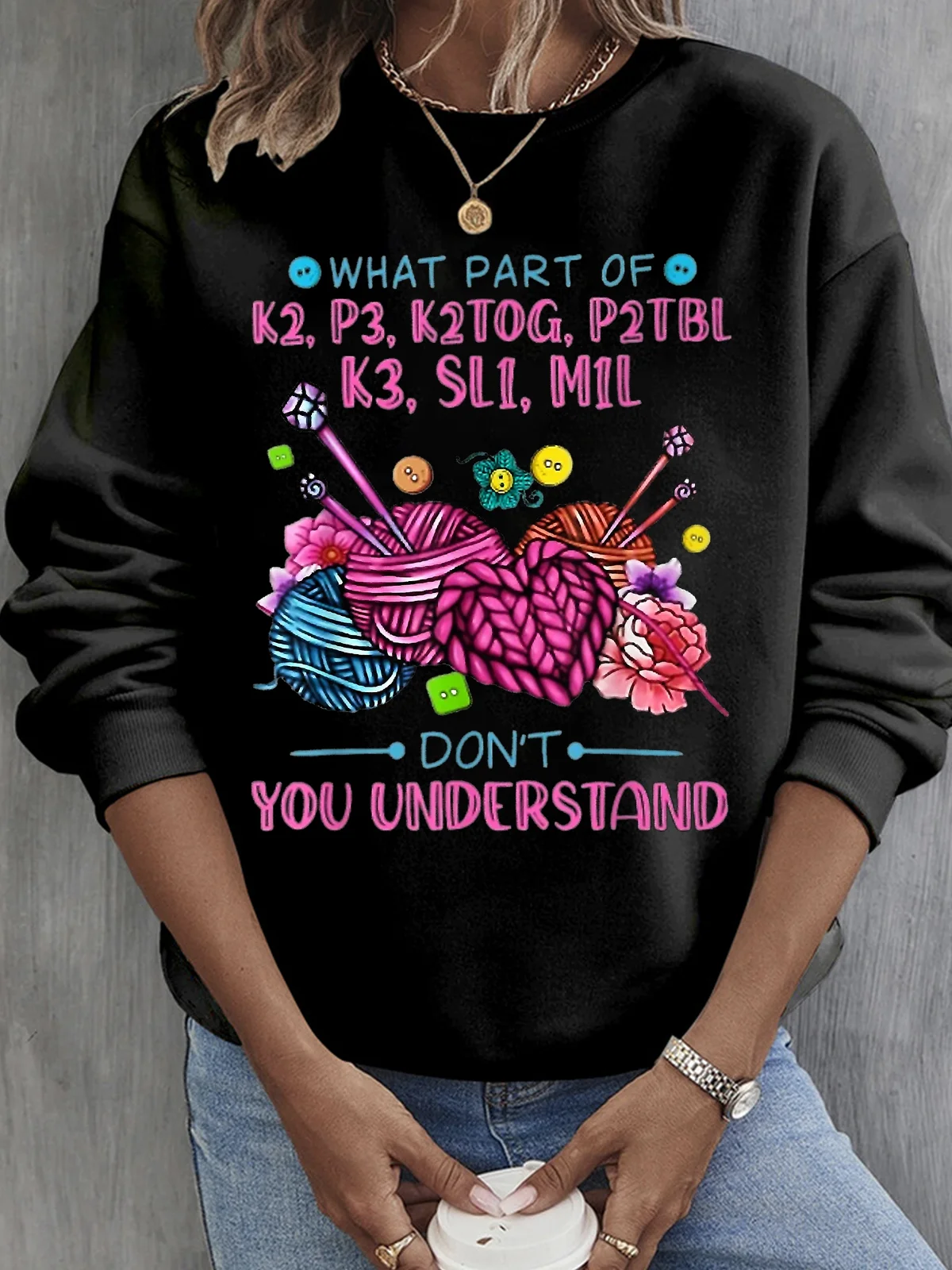 Casual Crew Neck Letter Pattern Sweatshirt