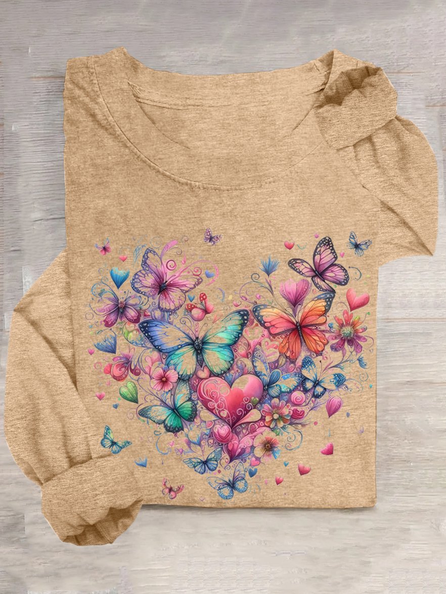 Casual Butterfly Crew Neck Sleeveless T-shirt