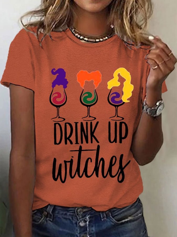 Casual Halloween Crew Neck Short Sleeve T-shirt