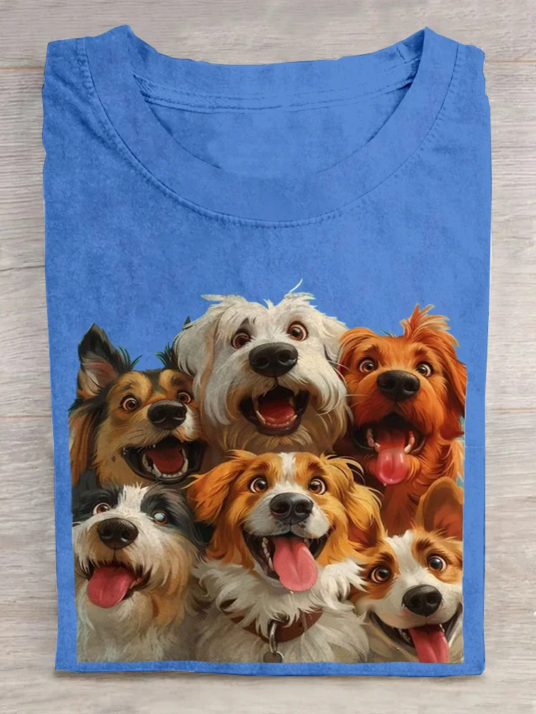 Casual Dog Crew Neck Short Sleeve T-shirt