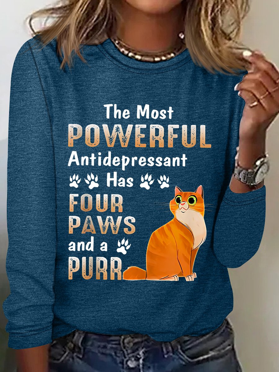 Casual Animal Crew Neck Long Sleeve T-shirt