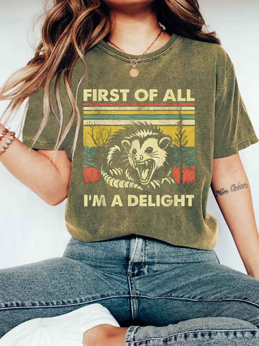 Casual Animal Crew Neck Short Sleeve T-shirt