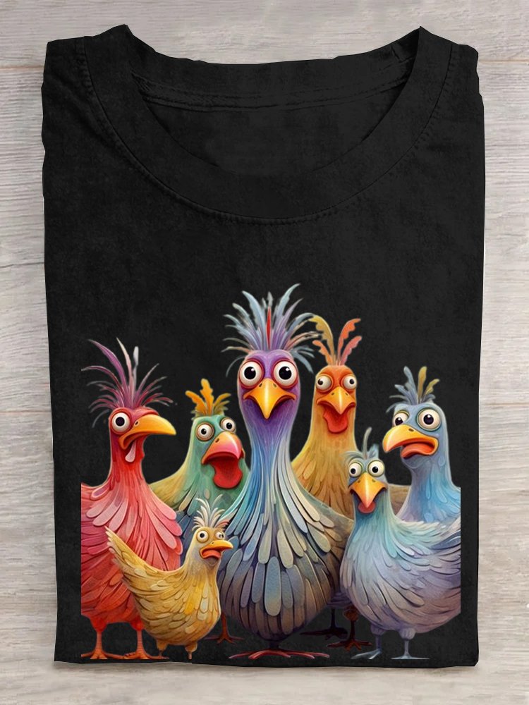 Casual Animal Crew Neck Short Sleeve T-shirt