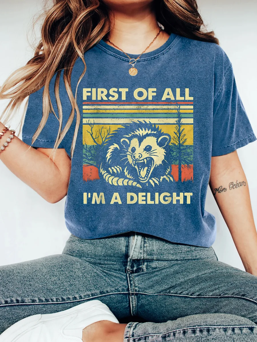 Casual Animal Crew Neck Short Sleeve T-shirt