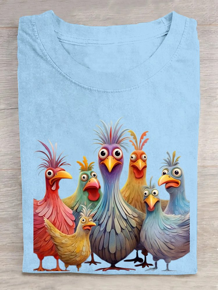 Casual Animal Crew Neck Short Sleeve T-shirt