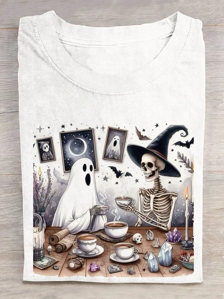 Casual Halloween Crew Neck Short Sleeve T-shirt